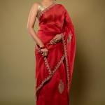 Burgundy Red Organza Saree with All-Over Antique Butta & Border Work | Pure Organza | Jaipurio Solid Saree